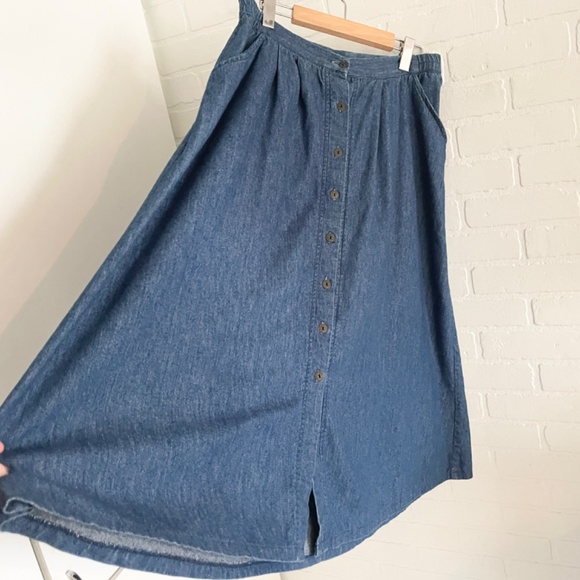 Denim Blue Button-Front Skirt - Picture 6 of 12